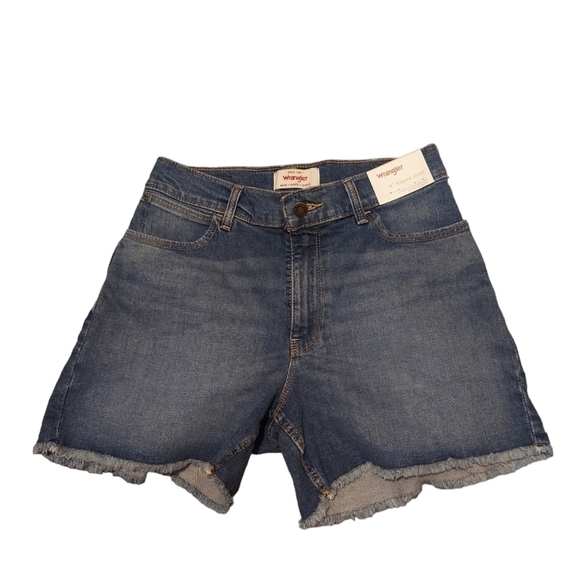 Wrangler 4" Frayed Short Blue Denim NWT Fits 28 Inch Waist Jean Shorts NEW - Picture 1 of 7